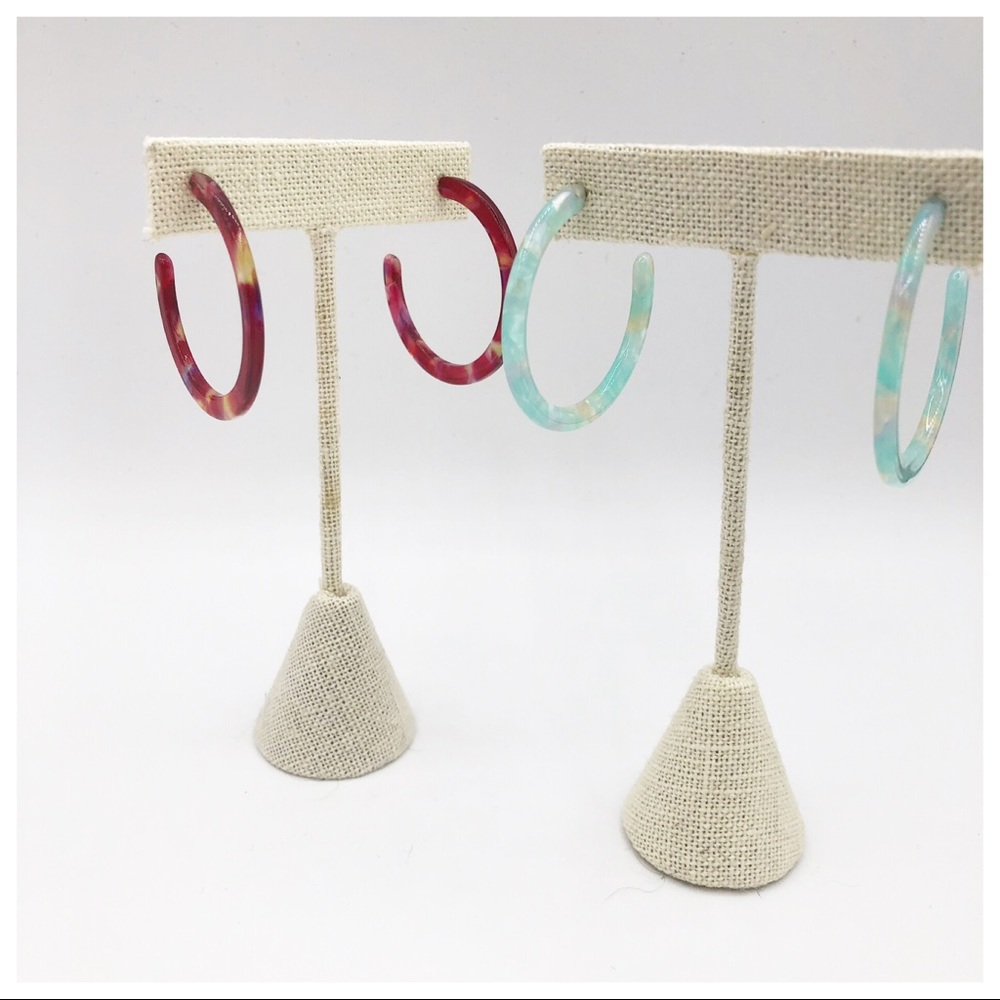 RESERVED 3 pairs TORTOISE HOOP EARRINGS - Picture 6 of 7